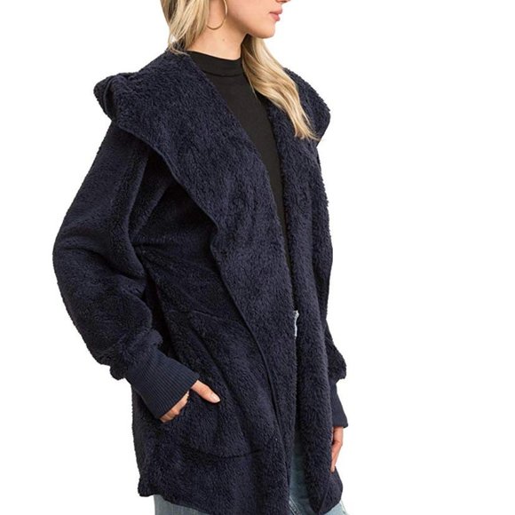 Teddy Jacket Soft Sherpa Open Front Coat-One Size - Picture 5 of 5